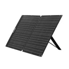 Fully unfolded ALLPOWERS SE100 foldable solar panel, a high-efficiency 100W portable generator for camping and brownout backup.