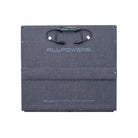 Folded ALLPOWERS SE100 solar panel with a comfortable carry handle, ultra-portable and lightweight for travel and emergency use.